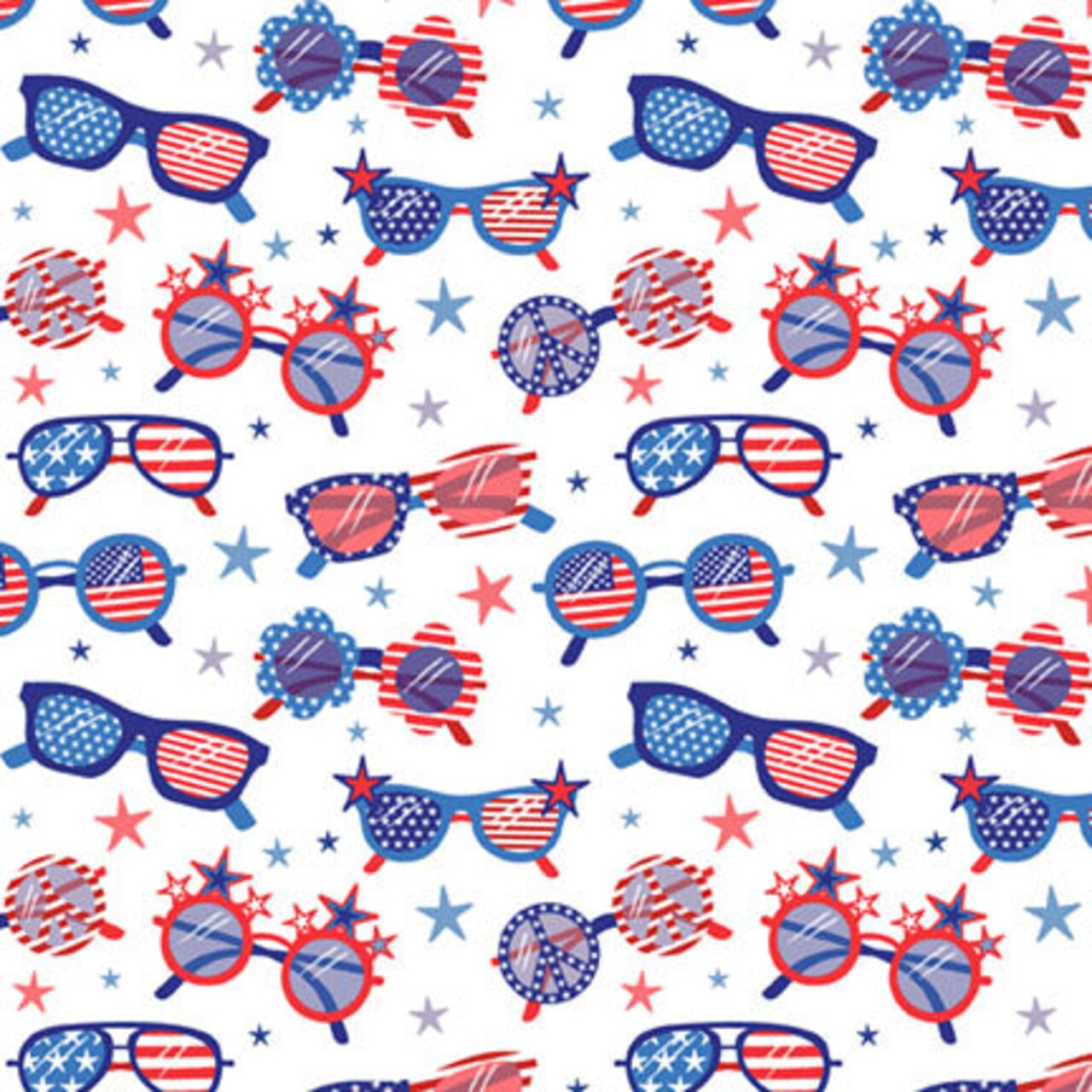 Fabric P & B Textiles White Spectacular Allover Patriotic Minis by the Quarter Yard PMIN6055-W